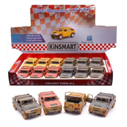 HUMMER H2 SUT MUDDY (1 Modellino) cm 12 1:38 Kinsmart Modellismo Giocattolo Modellino