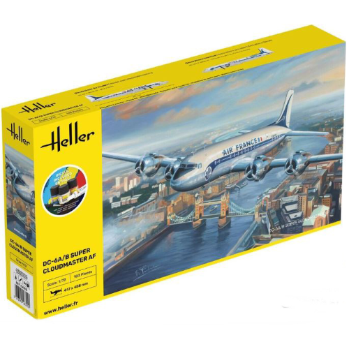 DC6 SUPER CLOUDMASTER AF STARTER KIT 1:72 Heller Kit Aerei Modellino