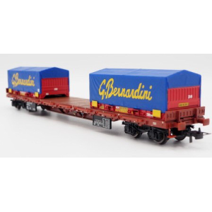 FS 4-AXLE FLAT WAGON WITH 2x20 CONTAINERS GRUPPO BERNARDINI EP.VI 1:87 Rivarossi Treni Modellino