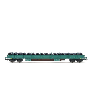 FS 4-AXLE STAKE WAGON TYPE RES GREEN LIVERY LOADED EP.VI 1:87 Rivarossi Treni Modellino