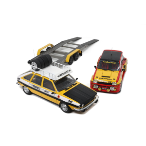 RENAULT 30 ASSISTANCE + R5 TURBO TEST CAR 1979 + TRAILER "SET" 1:18 Ottomobile Auto Rally Modellino