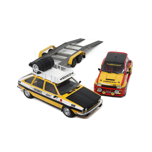 RENAULT 30 ASSISTANCE + R5 TURBO TEST CAR 1979 + TRAILER "SET" 1:18 Ottomobile Auto Rally Modellino