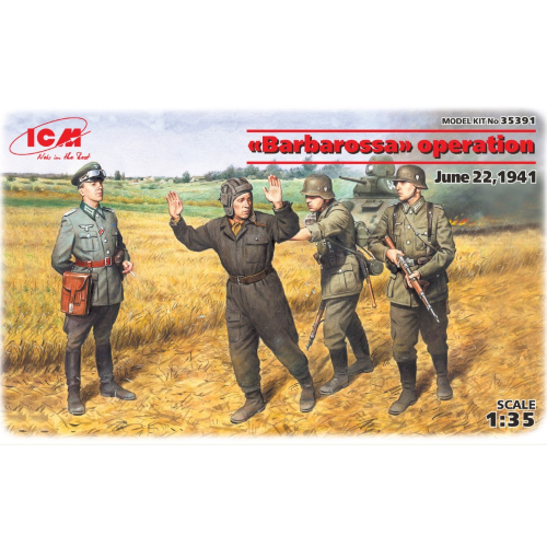 BARBAROSSA OPERATION 1941 1 OFFICER + 3 SOLDIERS KIT 1:35 ICM Kit Figure Militari Modellino