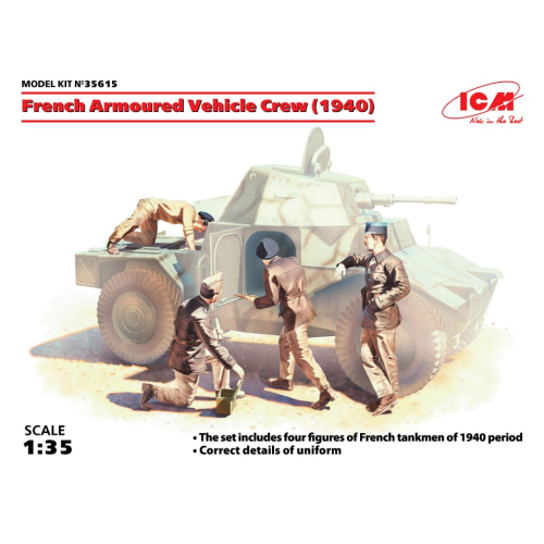 FRENCH ARMOURED VEHICLE CREW 1940 4 FIGURES KIT 1:35 ICM Kit Figure Militari Modellino