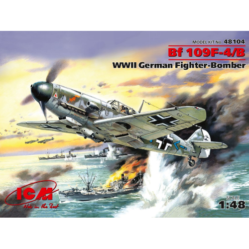 MESSERSCHMITT Bf 109F-4/B WWII GERMAN FIGHTERBOMBER KIT 1:48 ICM Kit Aerei Modellino