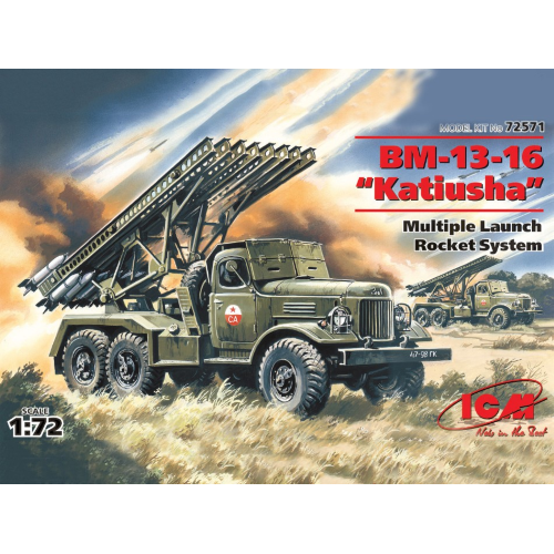 BM-13-16 KATIUSHA MULTIPLE LAUNCH ROCKET SYSTEM ON ZIL-157 BASE KIT 1:72 ICM Kit Mezzi Militari Modellino