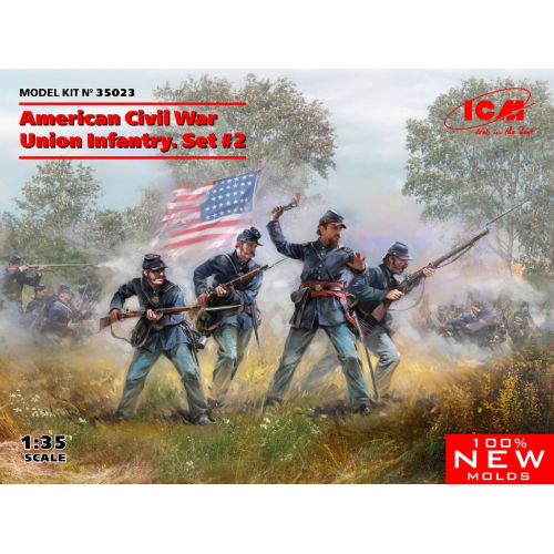 AMERICAN CIVIL WAR UNION INFANTRY SET 2 KIT 1:35 ICM Kit Figure Militari Modellino
