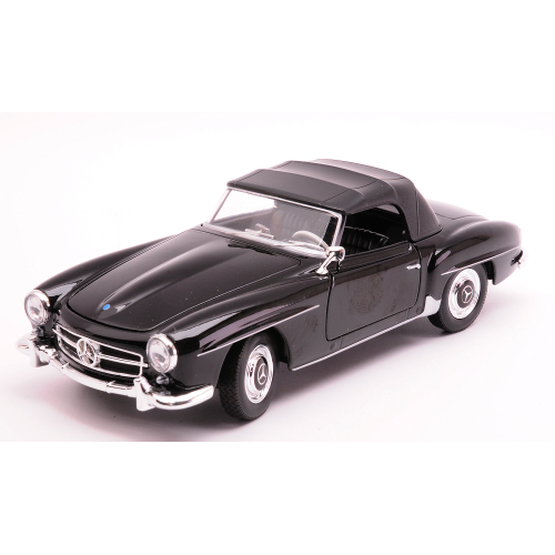 MERCEDES 190SL CLOSED SOFT TOP 1955 BLACK 1:24 Welly Auto Stradali Modellino