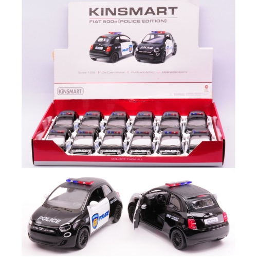 FIAT 500e POLICE EDITION (1 Modellino) 12cm 1:28  Kinsmart Modellismo Giocattolo Modellino