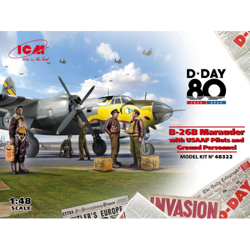 B-26B MARAUDER WITH USAAF PILOTS AND GROUND PERSONNELL KIT 1:48 ICM Kit Aerei Modellino