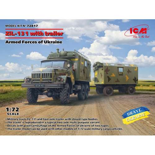 ZIL-131 TRUCK WITH TRAILER ARMED FORCES OF UKRAINE KIT 1:72 ICM Kit Mezzi Militari Modellino