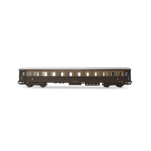 FS SET 2 CARROZZE LIVREA CASTANO/ISABELLA, 1 DI 2a CLASSE CON COMPARTO RISTORO 1946 E 1 DI 2a CLASSE EP.IIIB BZ33010 1:87 Rivarossi Treni Modellino