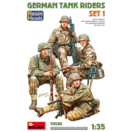 GERMAN TANK RIDERS SET 1 RESIN HEADS KIT 1:35 Miniart Kit Figure Militari Modellino