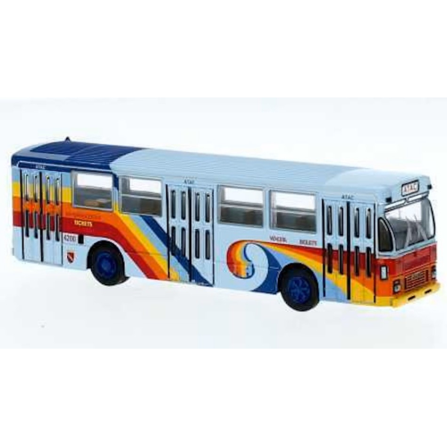 FIAT 418 AL AUTOBUS 1972 ATAC LIGHT BLUE-RAINBOW Cm 12 x 3 x h4 1:87 Brekina Autobus Modellino