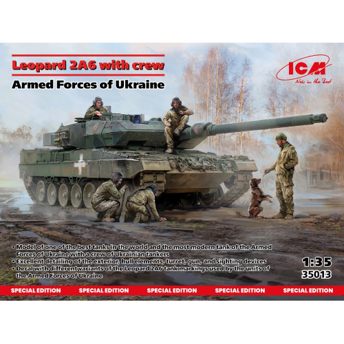 LEOPARD 2A6 OF THE ARMED FORCES OF UKRAINE W/CREW KIT 1:35 ICM Kit Mezzi Militari Modellino