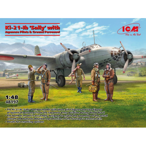 Ki-21-lb SALLY WITH JAPANESE PILOTS AND GROUND PERSONNEL KIT 1:48 ICM Kit Aerei Modellino