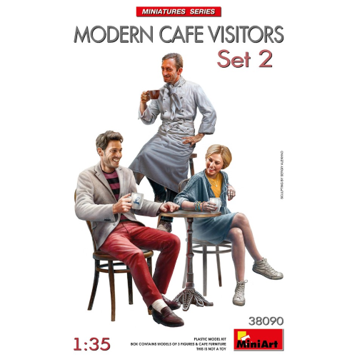 MODERN CAFE VISITORS SET 2 KIT 1:35 Miniart Kit Diorami Modellino