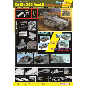 Sd.Kfz.250 Ausf.A SCHUETZENPANZERWAGEN (2 IN 1) KIT 1:35 Dragon Kit Mezzi Militari Modellino