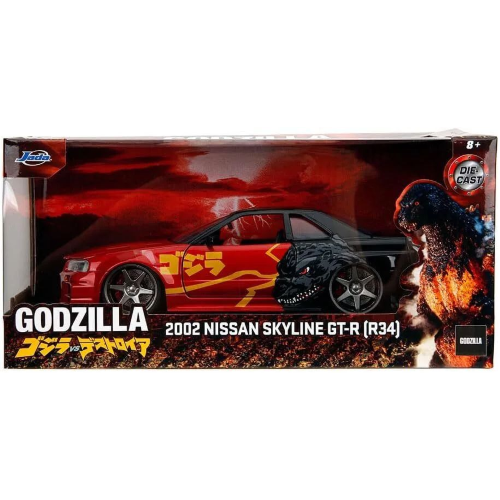 NISSAN SKYLINE GTR 2002 "GODZILLA" JAPANESE GRAPHICS 1:24 Jada Toys Movie Modellino