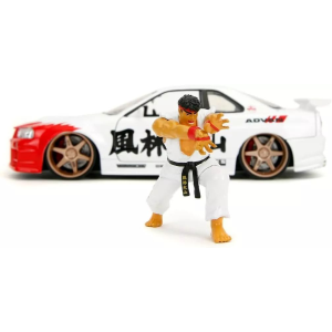 RYU NISSAN SKYLINE GTR R34 "STREET FIGHTER" WHITE/RED/BLACK 1:24 Jada Toys Movie Modellino