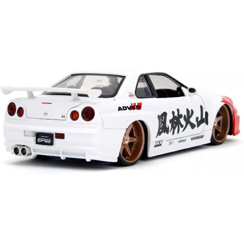 RYU NISSAN SKYLINE GTR R34 "STREET FIGHTER" WHITE/RED/BLACK 1:24 Jada Toys Movie Modellino