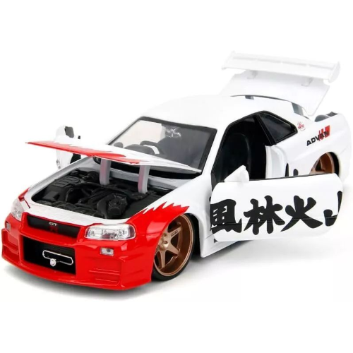 RYU NISSAN SKYLINE GTR R34 "STREET FIGHTER" WHITE/RED/BLACK 1:24 Jada Toys Movie Modellino