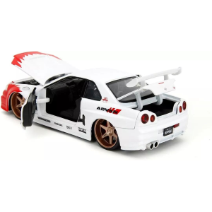 RYU NISSAN SKYLINE GTR R34 "STREET FIGHTER" WHITE/RED/BLACK 1:24 Jada Toys Movie Modellino