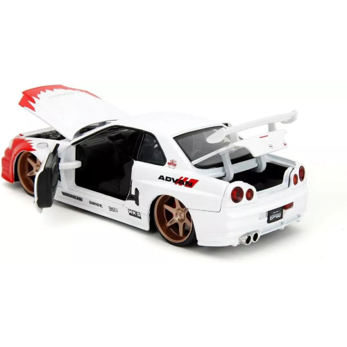 RYU NISSAN SKYLINE GTR R34 "STREET FIGHTER" WHITE/RED/BLACK 1:24 Jada Toys Movie Modellino