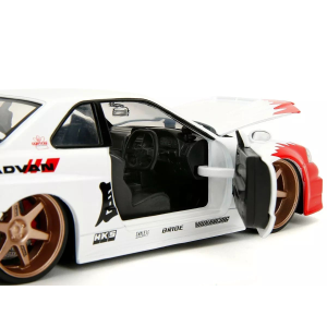 RYU NISSAN SKYLINE GTR R34 "STREET FIGHTER" WHITE/RED/BLACK 1:24 Jada Toys Movie Modellino