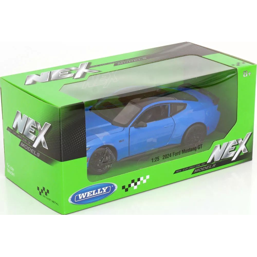 FORD MUSTANG COUPE 2024 METALLIC BLUE 1:24 Welly Auto Stradali Modellino
