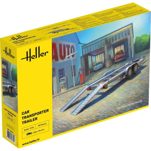 CAR TRANSPORTER TRAILER KIT 1:24 Heller Kit Auto Modellino