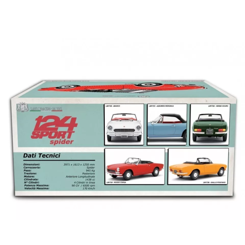 FIAT 124 SPORT SPIDER AS (1438 CC.) 1968 WHITE 1:18 Laudo Racing Auto Stradali Modellino
