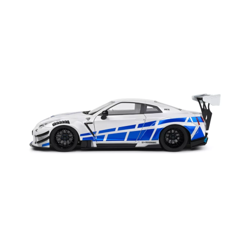 NISSAN GT-R (R35) LIBERTY WALK BODY KIT 2.0 COUPE 2024 SILVER/BLUE 1:18 Solido Auto Stradali Modellino