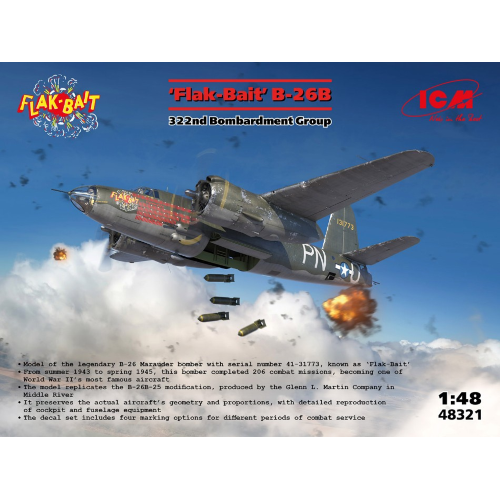 B-26B MARAUDER FLAK BAIT.322nd KIT 1:48 ICM Kit Aerei Modellino