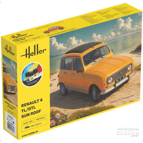 RENAULT 4 TL/GTL SUN ROOF "STARTER KIT CON COLORI" 1:24 Heller Kit Auto Modellino