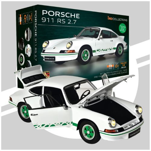 PORSCHE 911 RS 2.7 WHITE METAL KIT SOUNDS/LIGHTS/OPENINGS-713 PARTS 1:8 Ixo Model Kit Auto Modellino