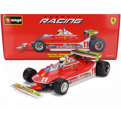 FERRARI 312T4 SHORT TAIL N.11 WINNER MONACO GP 1979 WITH PILOT JODY SCHECKTER WORLD CHAMPION 1:18 Burago Formula 1 Modellino