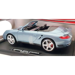 PORSCHE 911 TURBO CABRIO 2008 METALLIC LIGHT BLUE 1:18 MotorMax Auto Stradali Modellino
