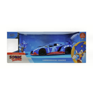 LAMBORGHINI VENENO 2009 "SONIC THE HEDGEHOG" BLUE + FIGURE 1:24 Jada Toys Movie Modellino