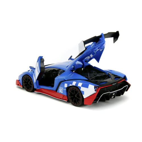 LAMBORGHINI VENENO 2009 "SONIC THE HEDGEHOG" BLUE + FIGURE 1:24 Jada Toys Movie Modellino