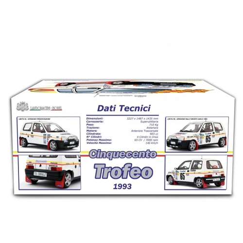 FIAT CINQUECENTO TROFEO N.65 RALLY MONTE CARLO 1993 1:18 Laudo Racing Auto Rally Modellino