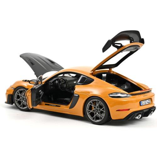 PORSCHE CAYMAN GT4 RS WITH WEISSACH 2023 BAHAMA YELLOW PACK 1:18 Norev Auto Stradali Modellino