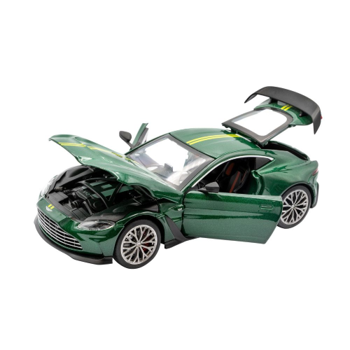 ASTON MARTIN V12 VANTAGE GREEN WITH YELLOW STRIPES 1:24 RE.EL.Toys Auto Stradali Modellino