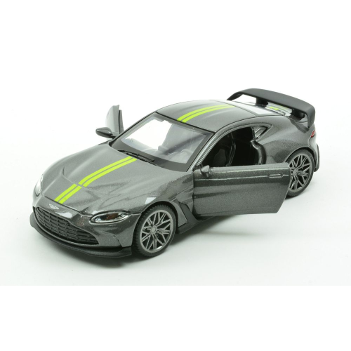ASTON MARTIN V12 VANTAGE SILVERGUN WITH YELLOW STRIPES 1:43 RE.EL.Toys Auto Stradali Modellino