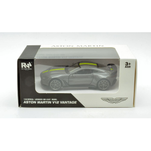 ASTON MARTIN V12 VANTAGE SILVERGUN WITH YELLOW STRIPES 1:43 RE.EL.Toys Auto Stradali Modellino