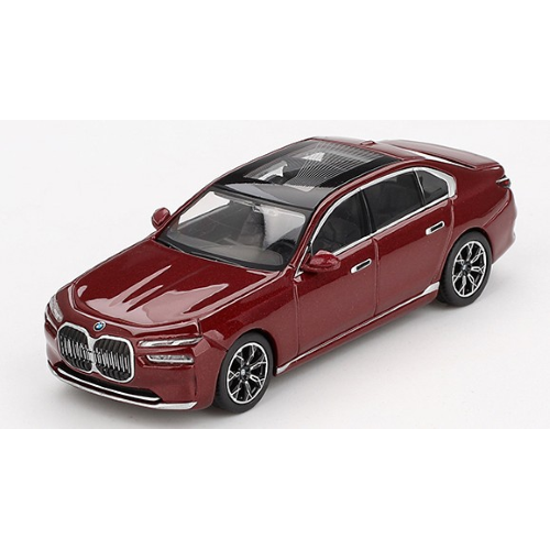 BMW I7 XDRIVE 60 2023 AVENTURIN RED 1:64 Mini GT Auto Stradali Modellino