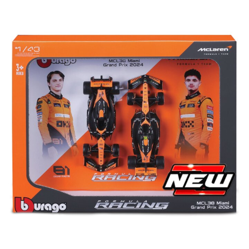 MC LAREN MCL38 SET N.4 L.NORRIS + N.81 O.PIASTRI 2024 1:43 Burago Formula 1 Modellino