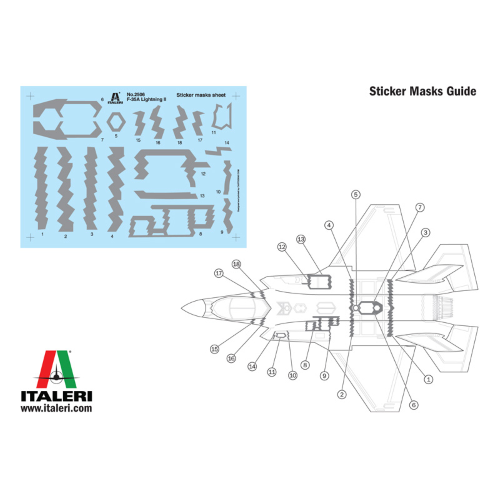 F-35A LIGHTING II LOCKHEED (49 cm) DECALS x 5 VERSIONI KIT 1:32 Italeri Kit Aerei Modellino