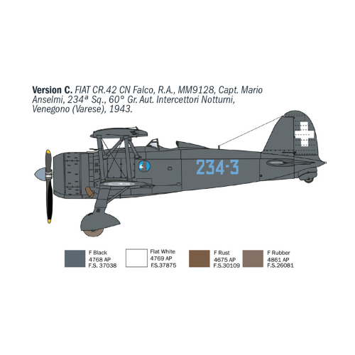 FIAT CR.42 CN "FALCO" NIGHT FIGHTER KIT 1:72 Italeri Kit Aerei Modellino