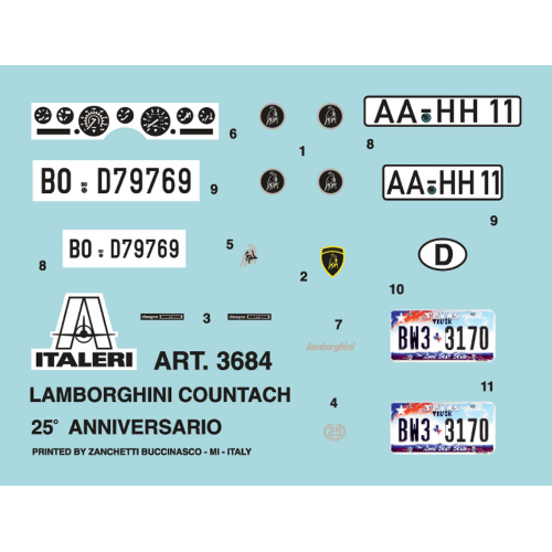 LAMBORGHINI COUNTACH 25° ANNIVERSARIO KIT 1:24 Italeri Kit Auto Modellino
